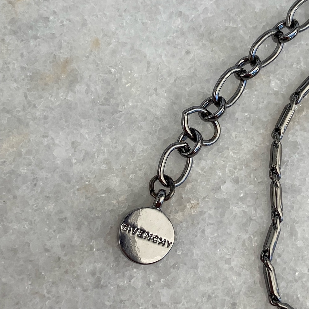 Givenchy gunmetal necklace with blue Swarovski, plus earrings - Picture 10 of 15
